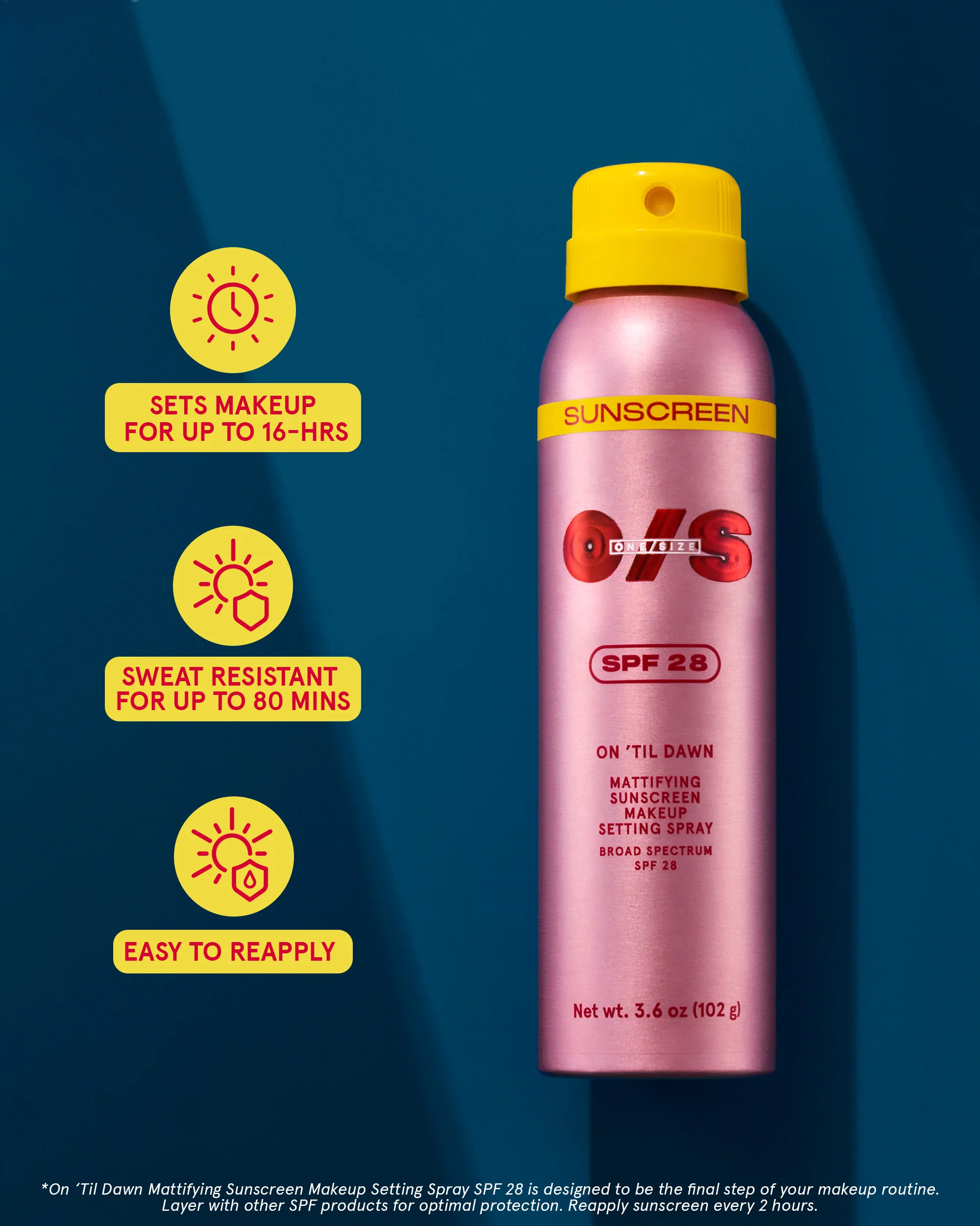 On ’Til Dawn Mattifying Sunscreen Makeup Setting Spray SPF 28 Travel-Sized - Image 3